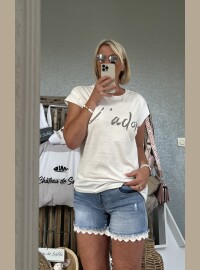 T-shirt j’adore argenté