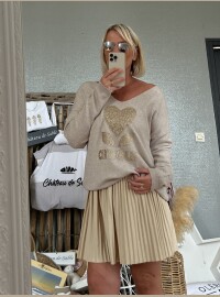 Pull Amour beige