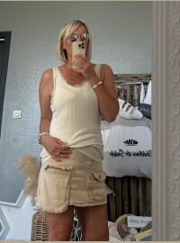 Débardeur lurex beige dentelle