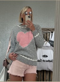 Pull cds cœur gris