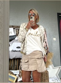 Bomber beige blanc doré