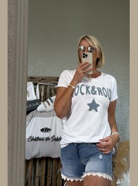 T-shirt rock blanc ciel