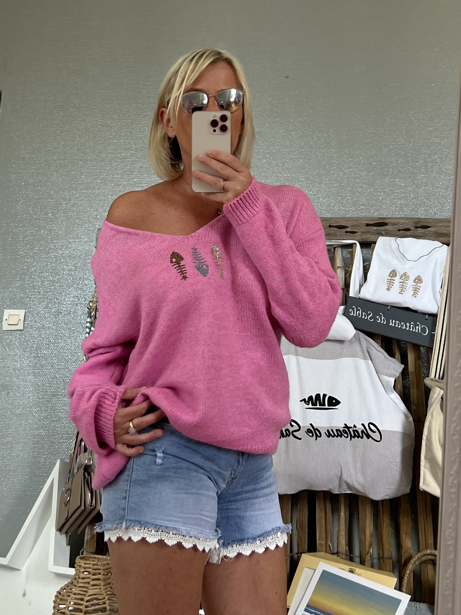 Pull rose bonbon femme hotsell