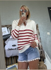 Pull marinière CDS rouge