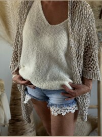 Gilet lurex blanc doré oversize