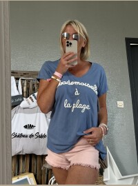 T-shirt Melle bleu jean