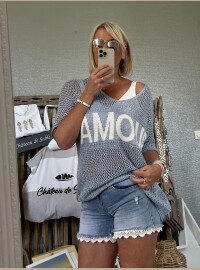 Pull lurex bleu