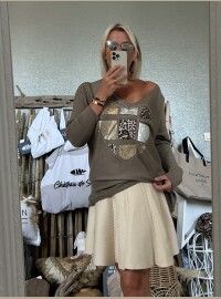 Pull oversize T40/44  taupe