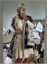 Echarpe  châle marine beige