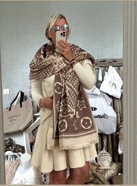 Châle écharpe choco beige