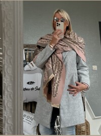 Châle écharpe gris rose