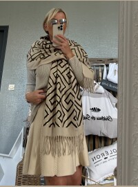Châle CDS beige noir doré