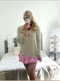 Pull fin fish beige doré