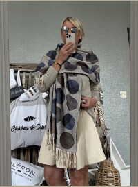 Echarpe  châle CDS taupe bleu