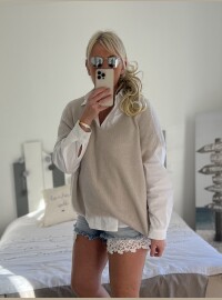 Pull oversize beige alpaga