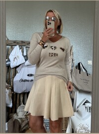 Pull fin Léo beige