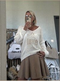Pull love blanc  oversize