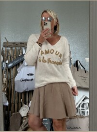 Pull CDS écru taupe