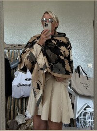 Châle écharpe taupe noire