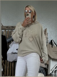 Sweat capuche la dolce beige
