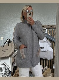 Pull oversize gris