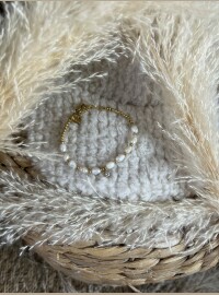 Bracelet perles acier doré