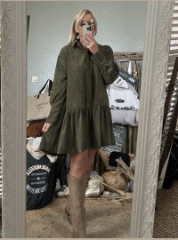 Robe velours kaki