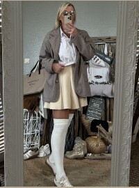Blazer chevrons strass taupe