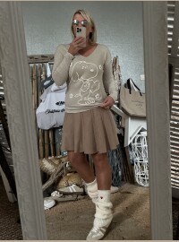 Pull fin Lego beige
