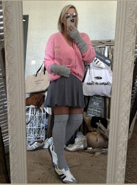 Gilet rose cœur doré