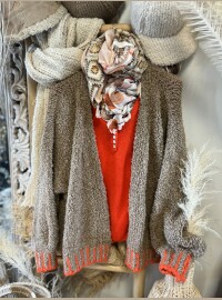 Gilet bouclette  taupe orange