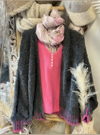 Gilet bouclette gris rose