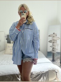Chemise rayée oversize bleue