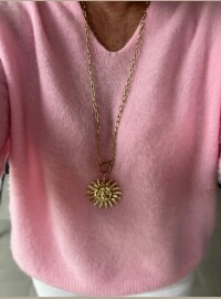 Sautoir soleil acier doré