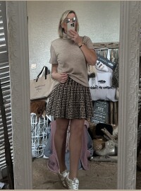 Pull col roulé scintillant beige