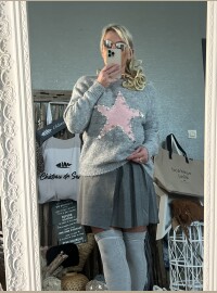 Pull star rose gris