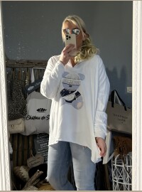 T-shirt 40/46 blanc bleu