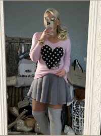 Pull fin cœur rose baby