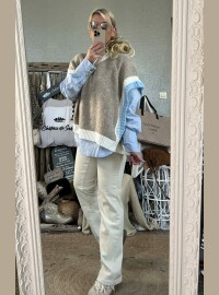 Pull poncho taupe