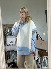 Pull poncho blanc