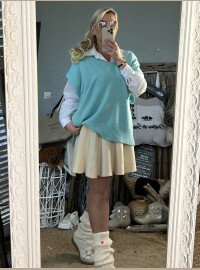 Pull poncho turquoise