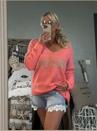 Pull dreamer corail fluo oversize