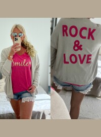 Gilet rock CDS beige  fuschia