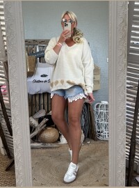 Pull oversize blanc lurex