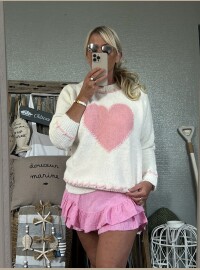 Pull cds cœur blanc