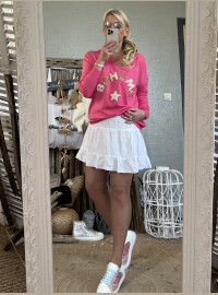 Pull Bohème rose bonbon