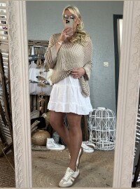 Pull maille oversize beige