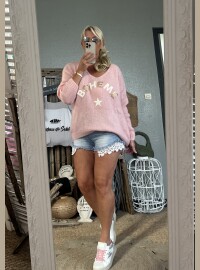 Pull bohème rose baby