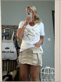 T-shirt love you blanc dore