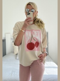 T-shirt Mon chéri beige